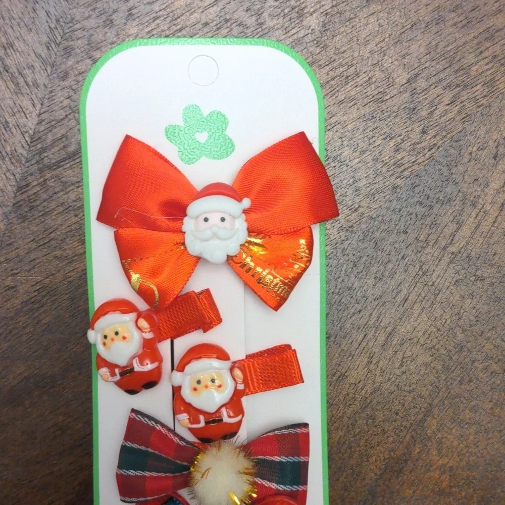 Christmas Santa Hair Clips Set of 5